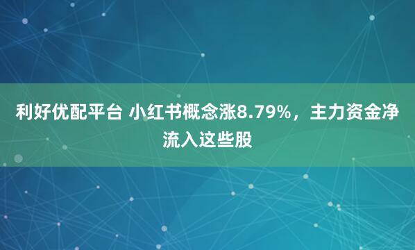 利好优配平台 小红书概念涨8.79%，主力资金净流入这些股